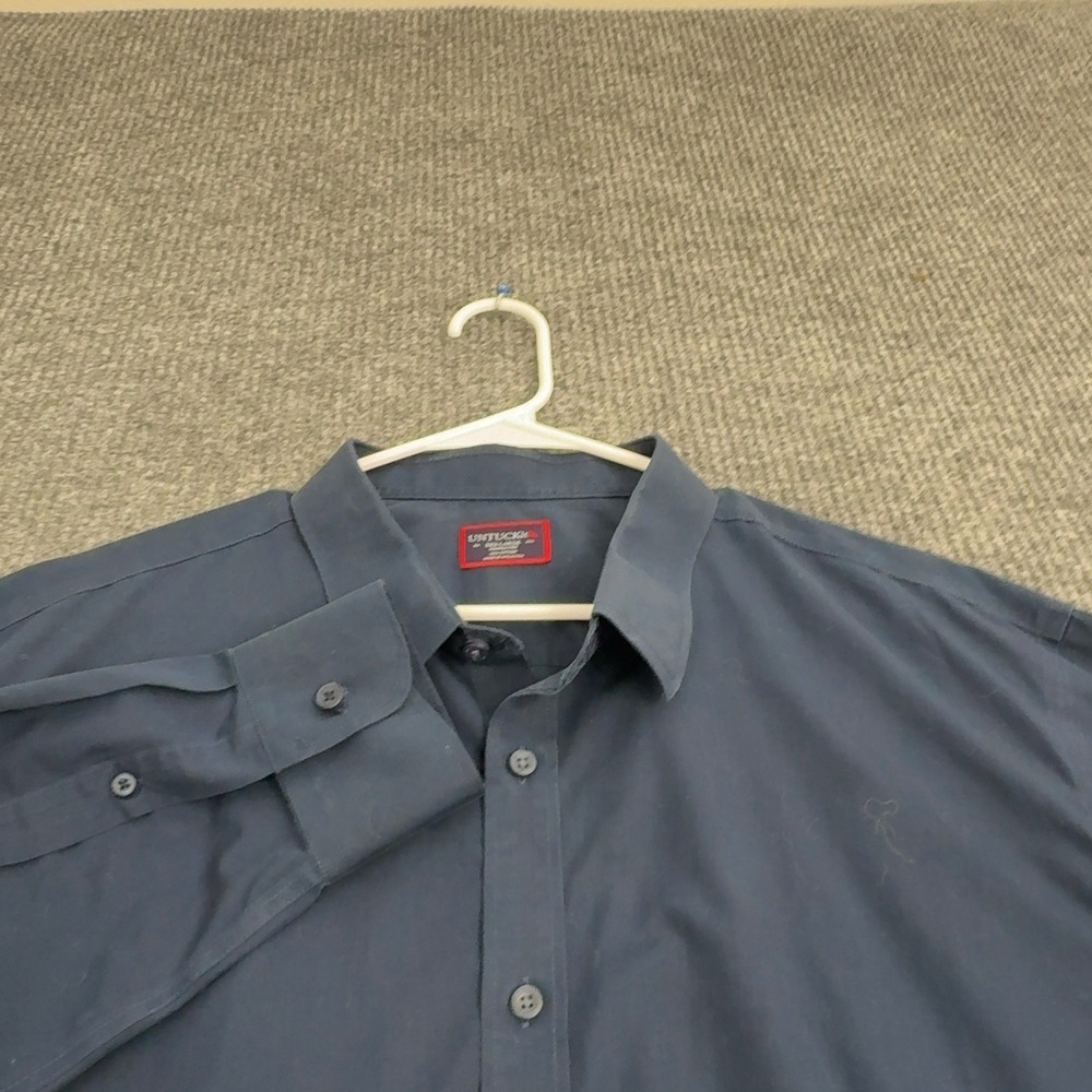 UNTUCKit Button Down Shirt Men 3XL Navy Blue Cotton Wrinkle Free Casual Business